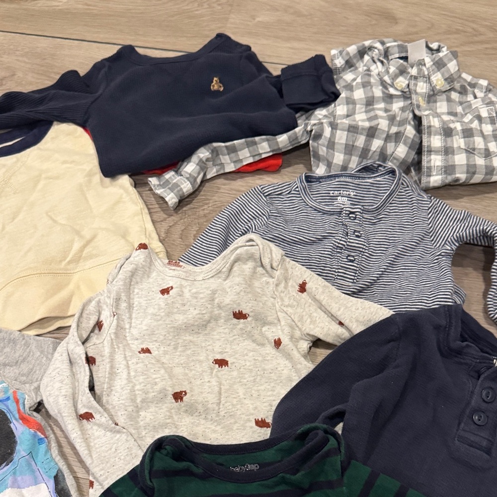 GAP Navy and Green Striped Long Sleeve Tee - Picture 3 of 5